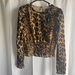 Cropped and Cinched Animal Print Top
